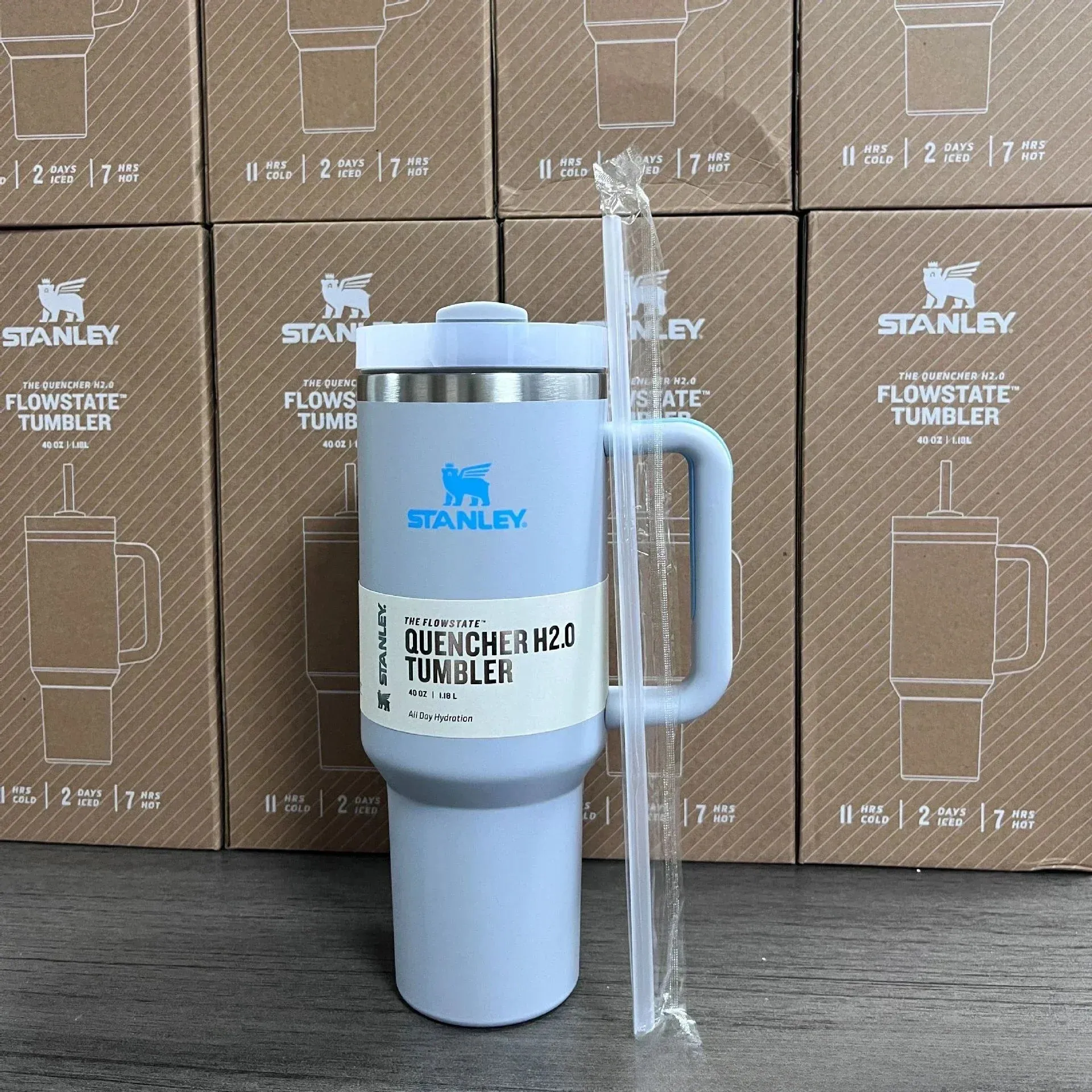 Stanley Christmas 40oz/1.1L Quengher H2.0 Tumbler With Handle Stainless Steel Coffee Termos Cup Car Mugs vacuum cup