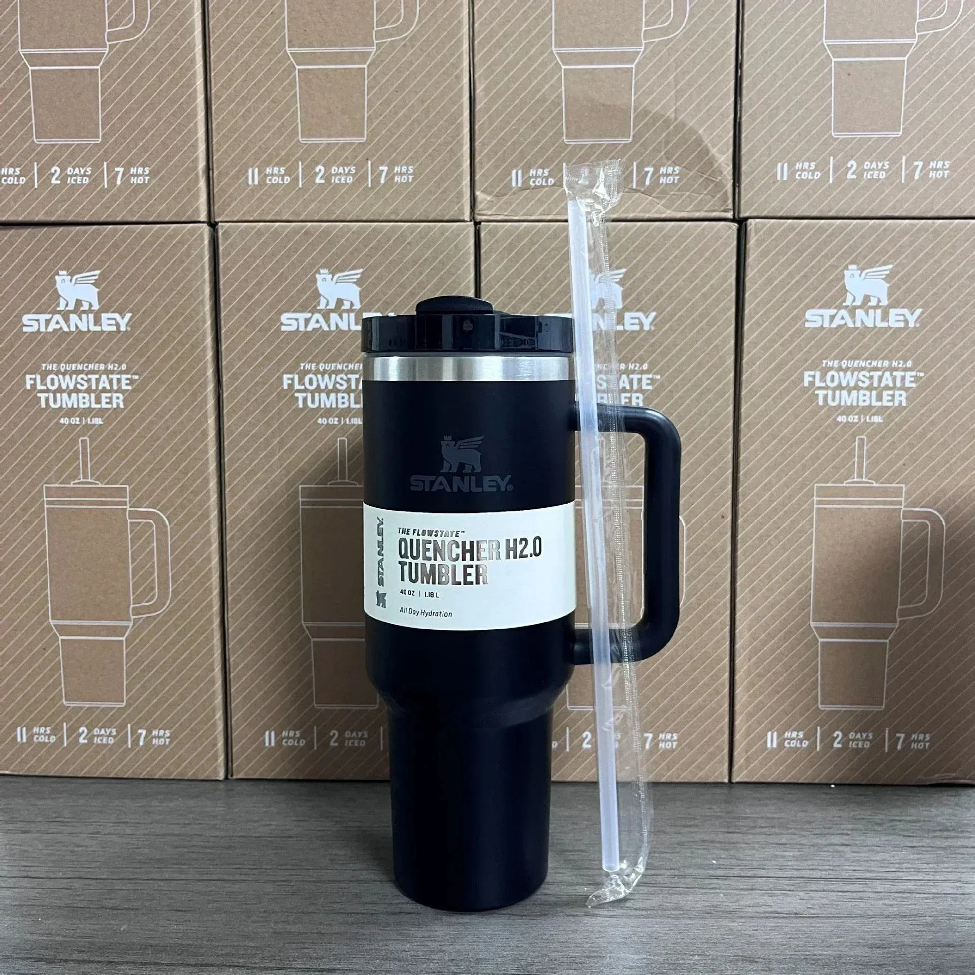 Stanley Christmas 40oz/1.1L Quengher H2.0 Tumbler With Handle Stainless Steel Coffee Termos Cup Car Mugs vacuum cup