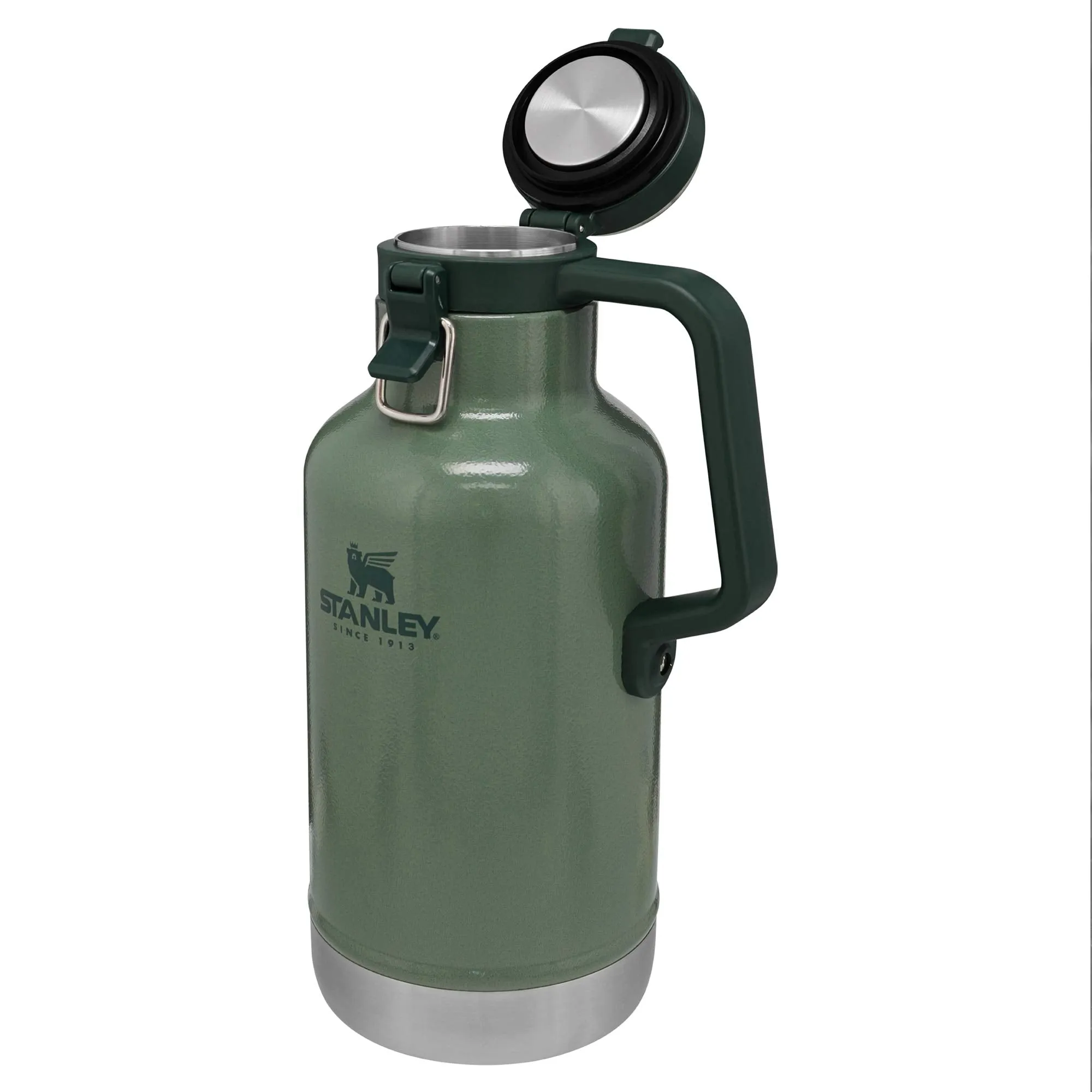 Stanley Classic Vacuum Growler, 64 oz Capacity, Stainless Steel, Hammertone Green (10-01941-063)