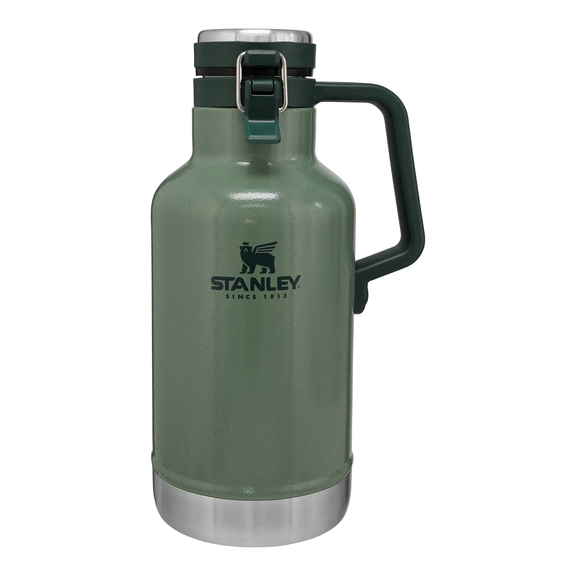 Stanley Classic Vacuum Growler, 64 oz Capacity, Stainless Steel, Hammertone Green (10-01941-063)