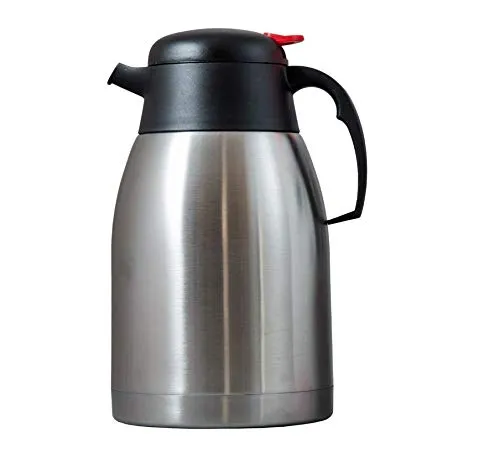 Stemorbit Deuralux Sleek 1500ml , Premium Steel Vacuum Flask for Tea/Coffee 1.5 litres with Handle and Push Button for Pouring (24 Hours Cold-12 Hours Hot) Silver