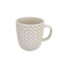 Tazzy Porcelain Coffee Mug 415ml Cream with Black Dots 1pc