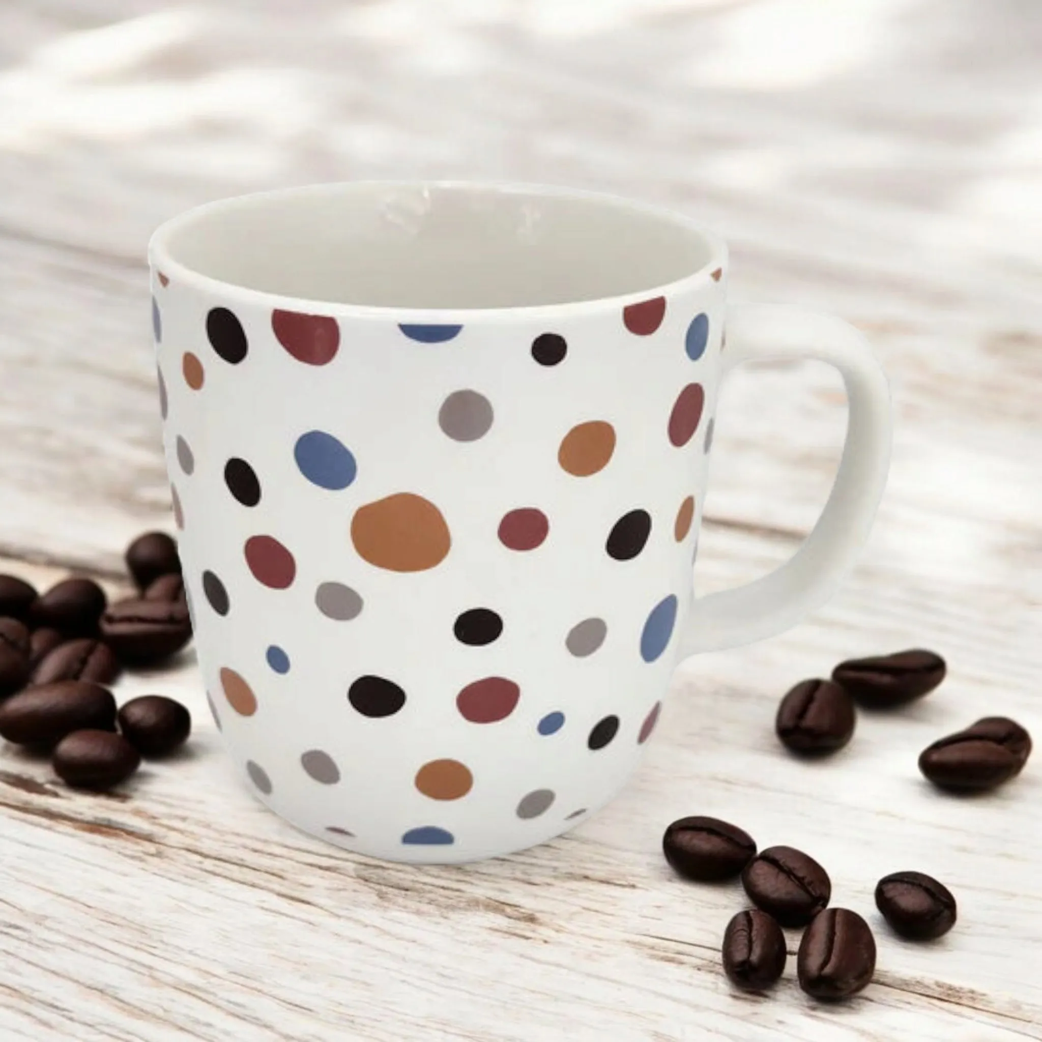 Tazzy Porcelain Coffee Mug 415ml with White Color Dots 1pc