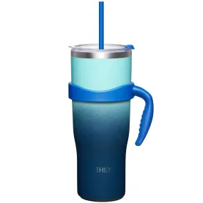 Travel Mug with Handle | 40 oz | Green & Navy