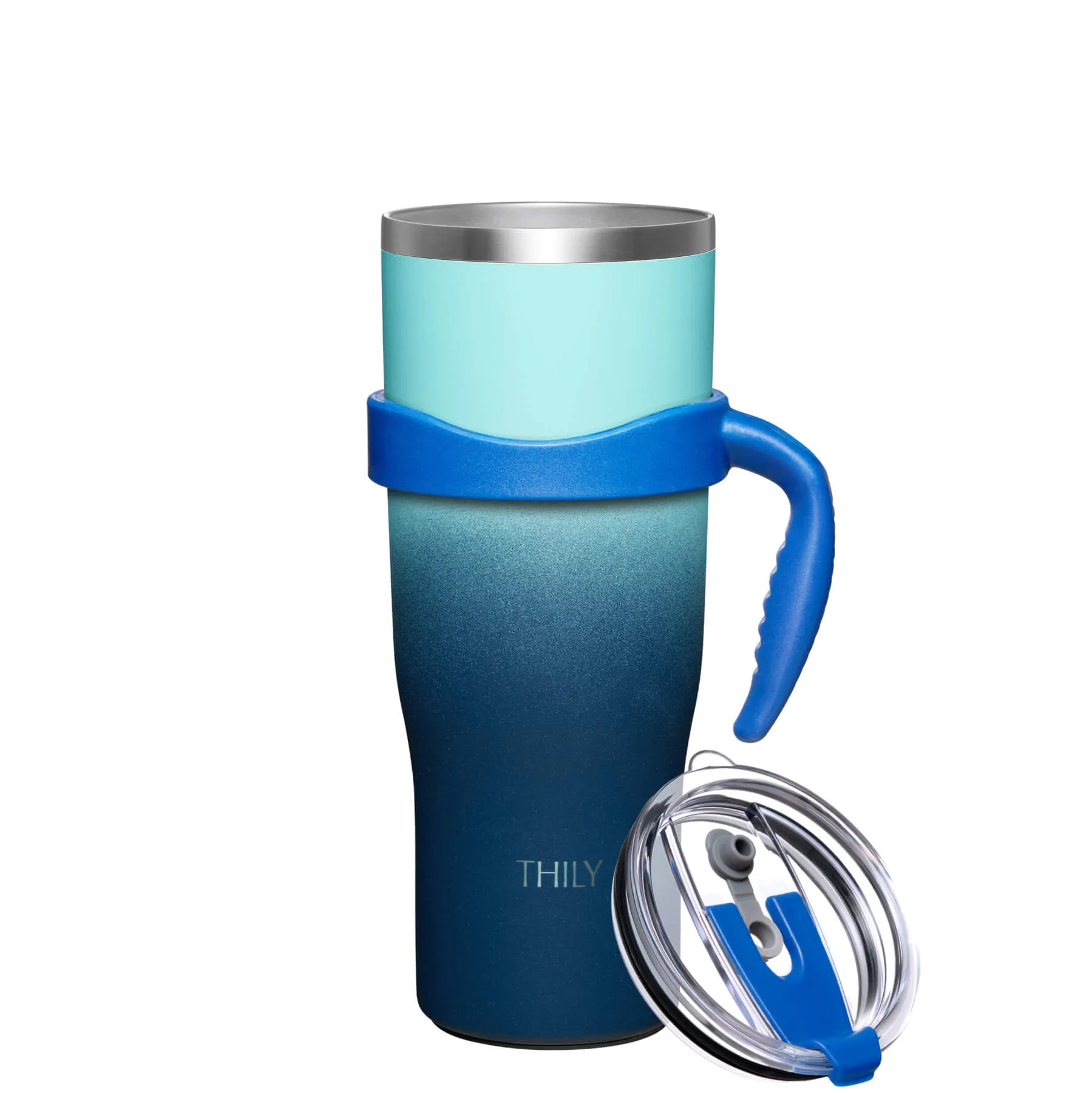 Travel Mug with Handle | 40 oz | Green & Navy