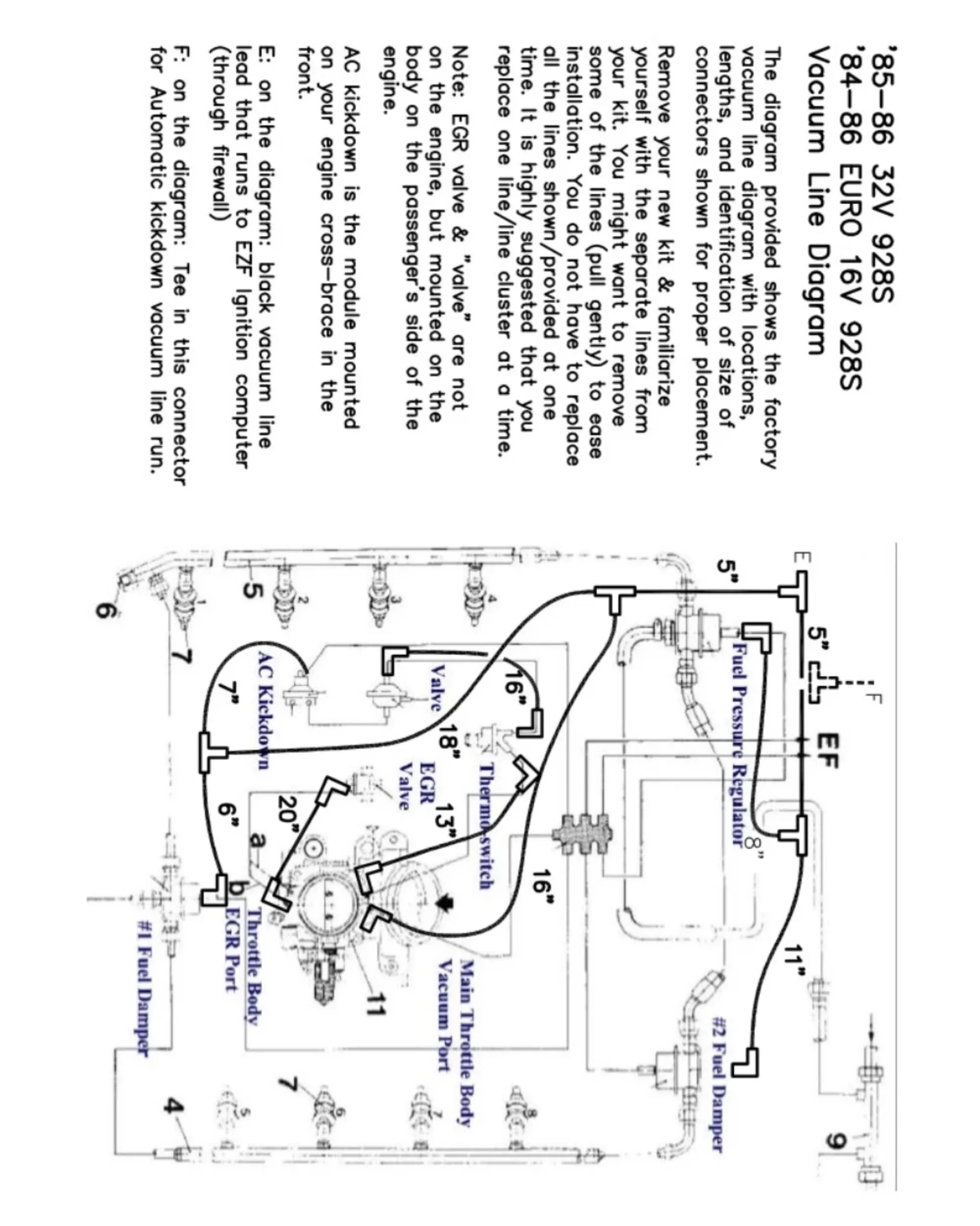 VAC8586A - Vacuum Hose Kit 85-86 Auto/84-86 Euro 16v Cars