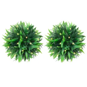 vidaXL Artificial Boxwood Balls with LED Lights 2 pcs Green 20 cm