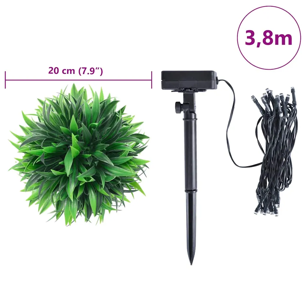 vidaXL Artificial Boxwood Balls with LED Lights 2 pcs Green 20 cm