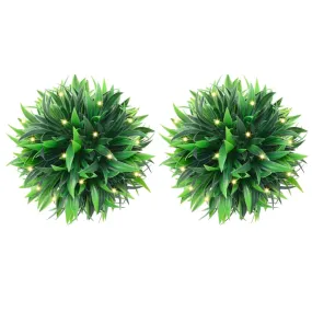 vidaXL Artificial Boxwood Balls with LED Lights 2 pcs Green 30 cm