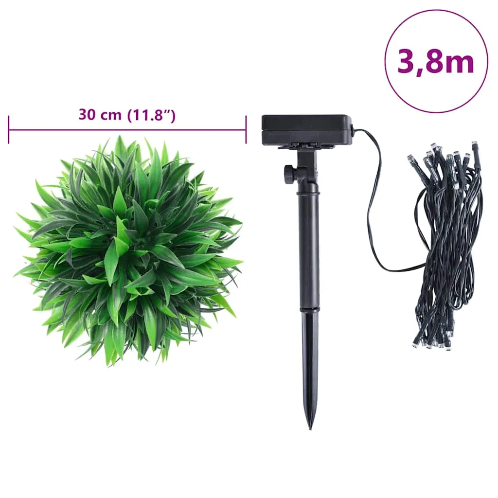 vidaXL Artificial Boxwood Balls with LED Lights 2 pcs Green 30 cm