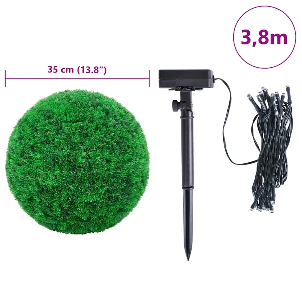 vidaXL Artificial Boxwood Balls with LED Lights 2 pcs Green 35 cm