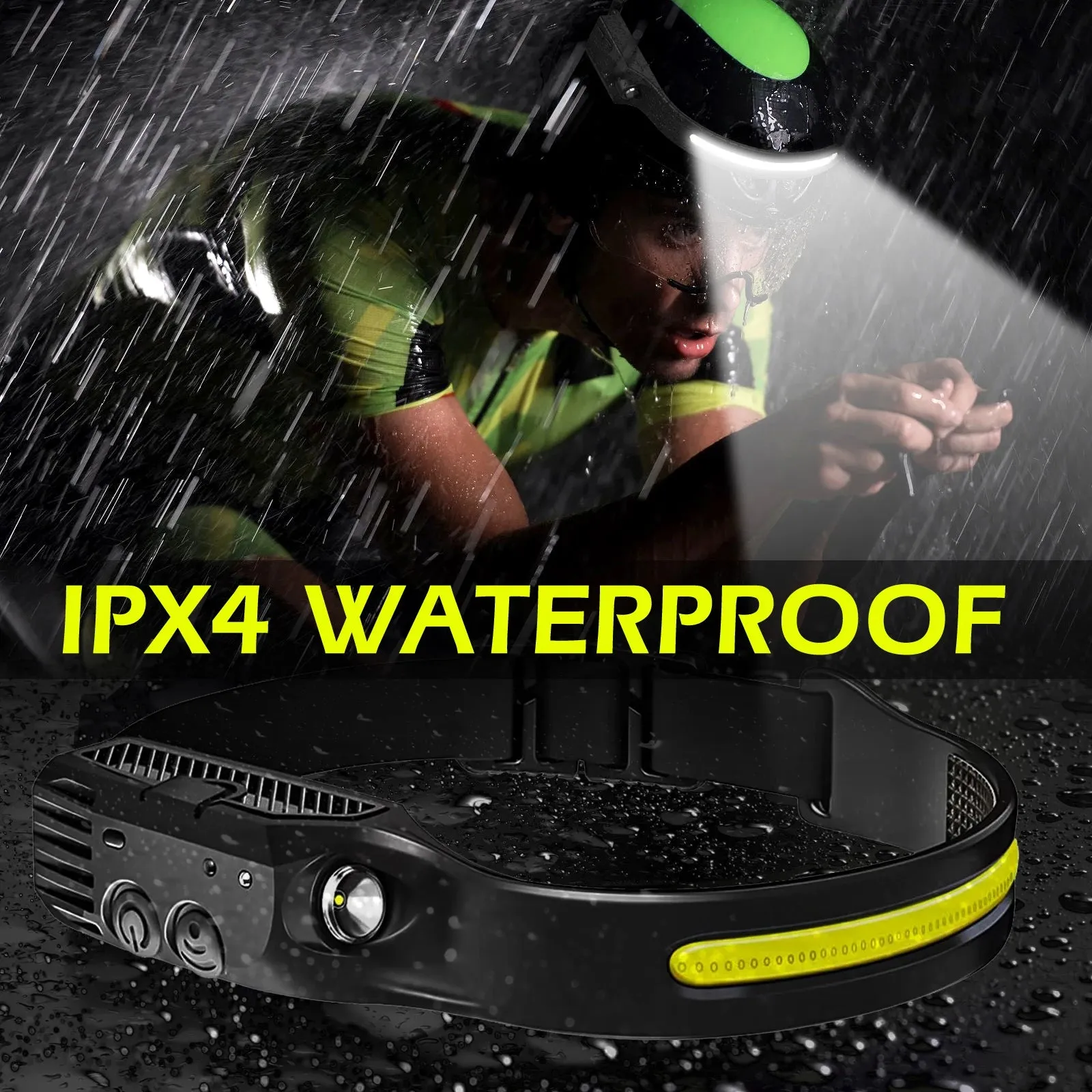 Wave Induction Headlamp COB LED Head Lamp With Built-in Battery Flashlight USB Rechargeable Torch Outdoor Lighting Work Light