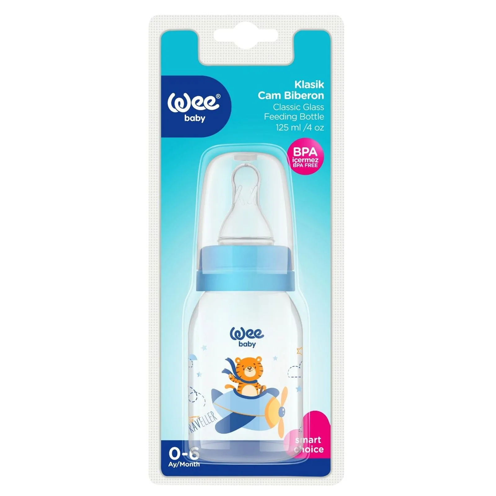 Wee Baby Assorted Glass Baby Bottle 125ml