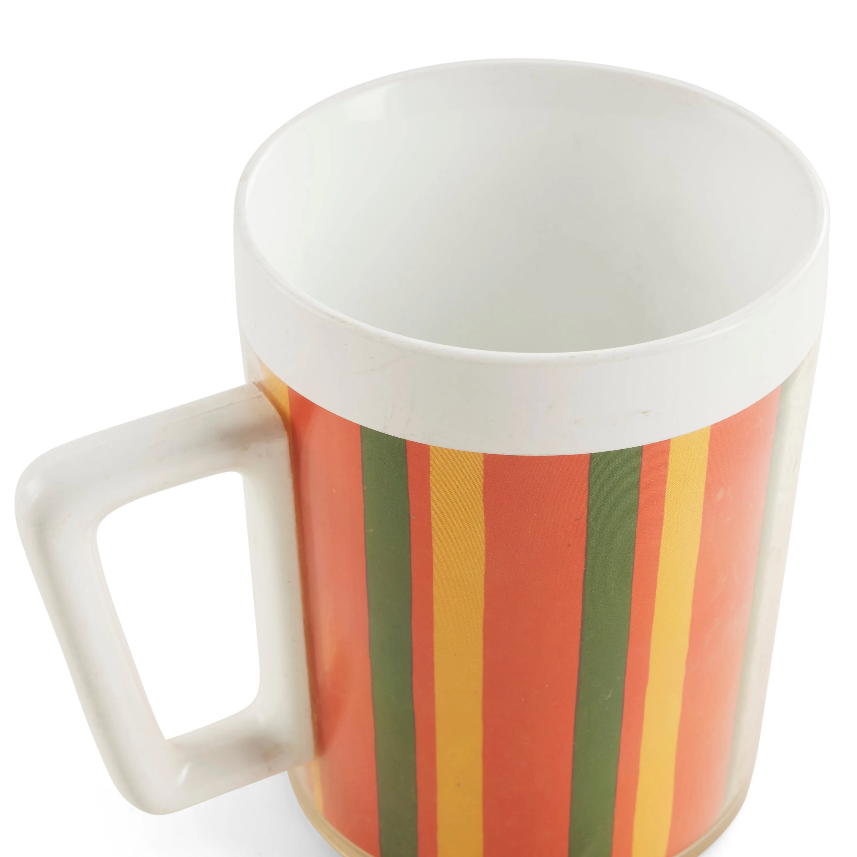 White Mug with Stripes and Gold Base