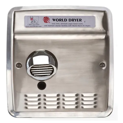 WORLD DRYER® DXRA5-Q973 Model A Series Hand Dryer - Brushed Stainless Steel Automatic Recessed