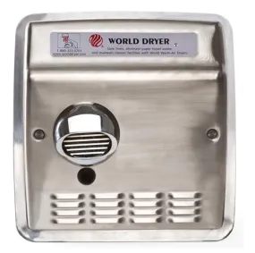 WORLD DRYER® DXRA5-Q973 Model A Series Hand Dryer - Brushed Stainless Steel Automatic Recessed