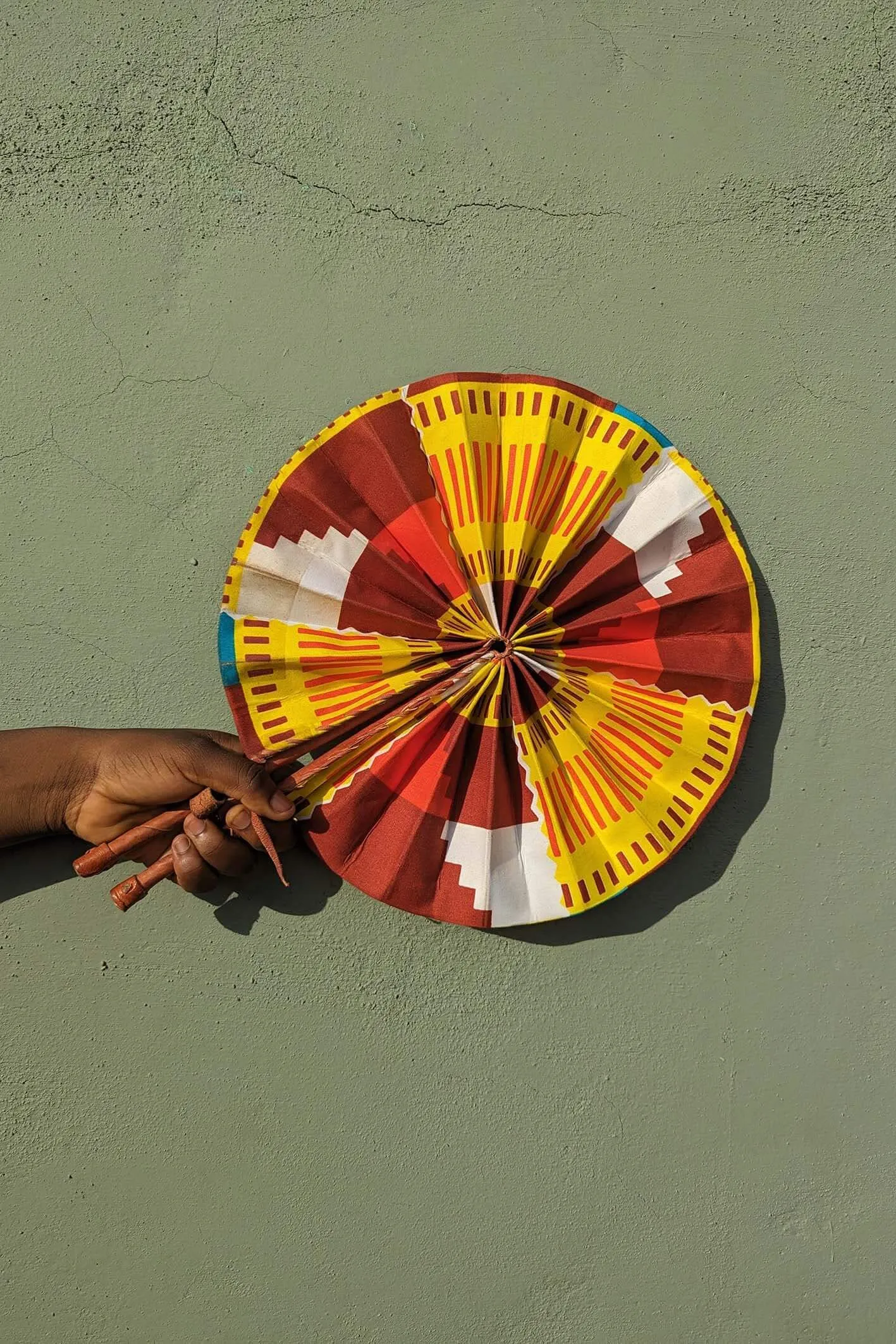 Yellow Kente African Print Folding Fan