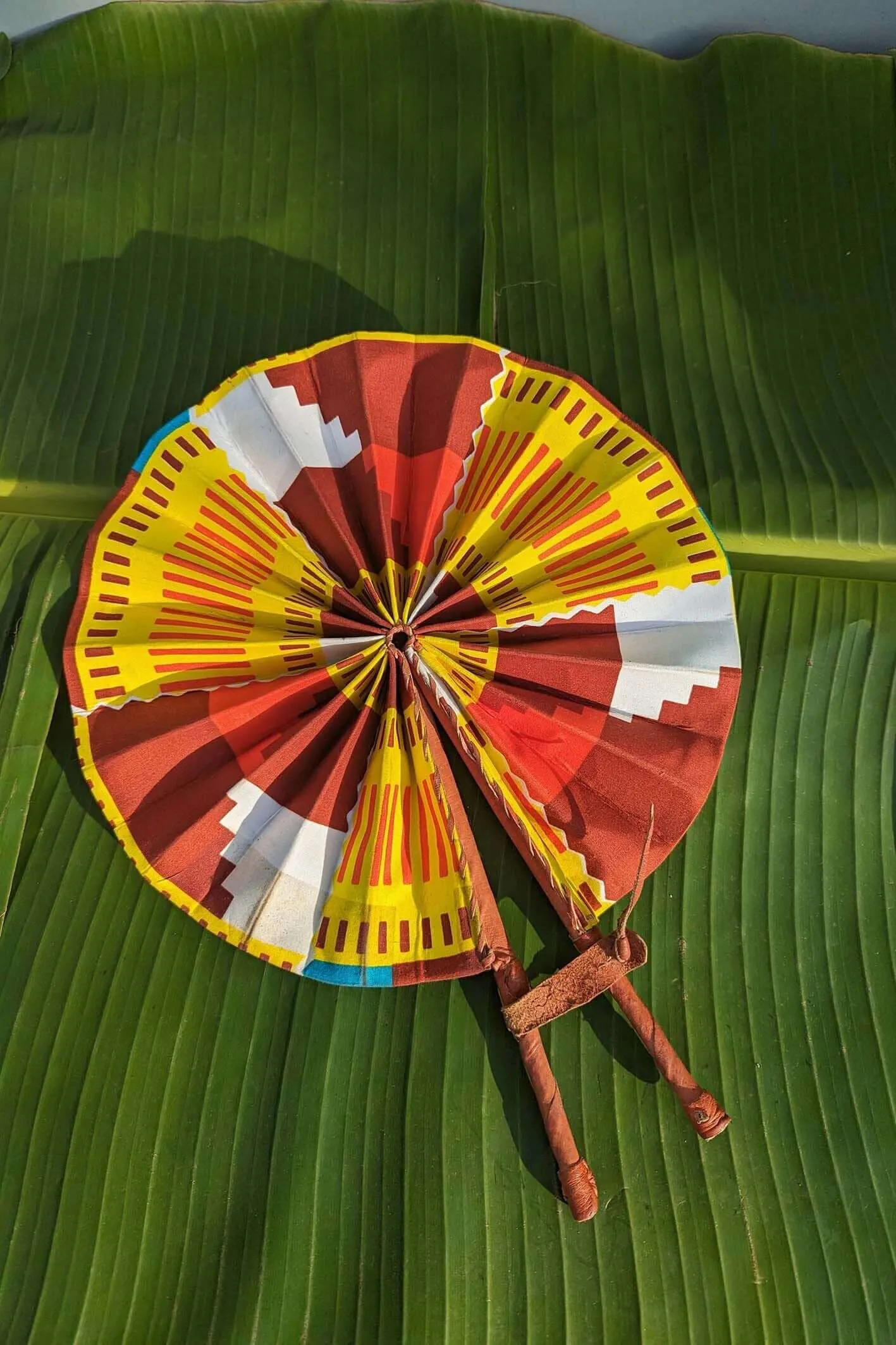 Yellow Kente African Print Folding Fan